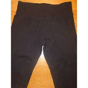 Black Cotton Blend Leggings With Heart Embroidery